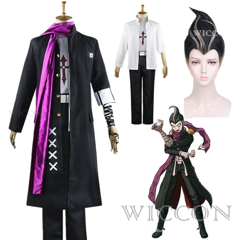 

Anime Danganronpa Goodbye Despair Gundham Tanaka Cosplay Costume Jacket Coat Sarf Uniform Wig Full Set For Men Women Halloween