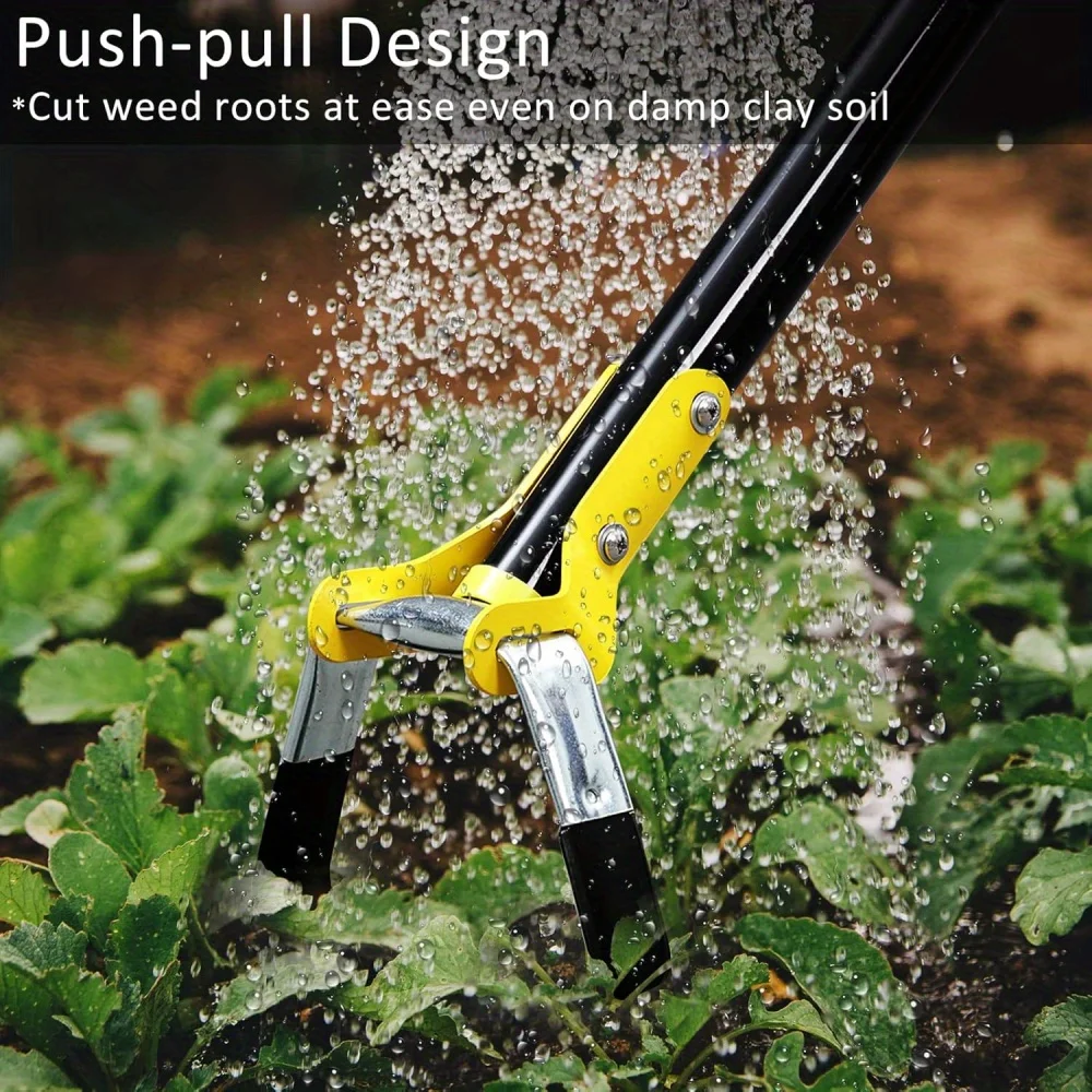 Hoe Garden Tool -Scuffle Garden Hoes for Weeding Gardening Long Handle Heavy Duty - Adjustable Weeding Loop Stirrup Hoe Black