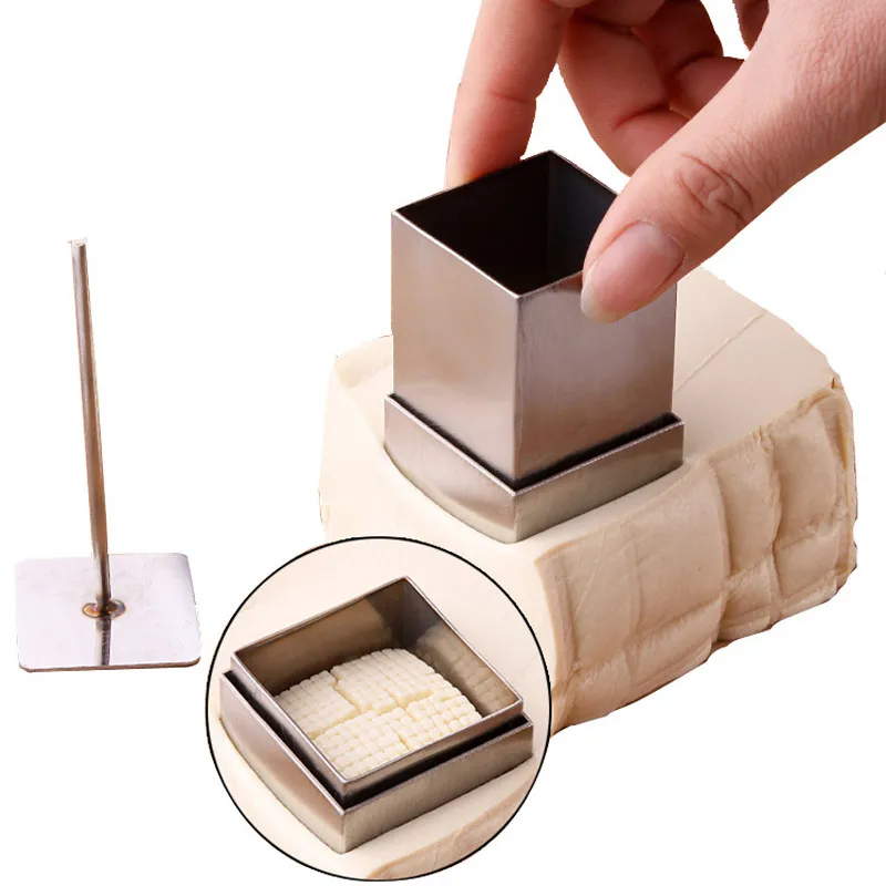 LMETJMA Stainless Steel Creative Stainless Steel Tofu Press Kitchen Tofu Maker Press Mold Kit DIY Tofu Cutter Gadgets KC0817-3