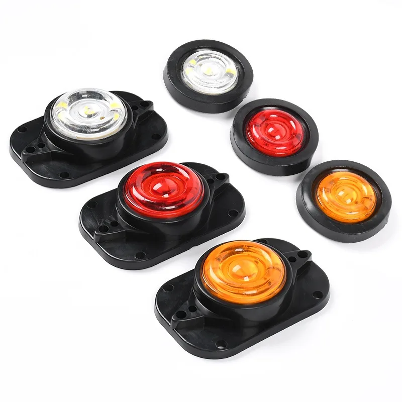 Yellow/Red/WHITE 12LED Truck Side Lights Round Car Rear Tail Light 12V 24V Side Marker Lights Car Trailer LED Clearance Lamps