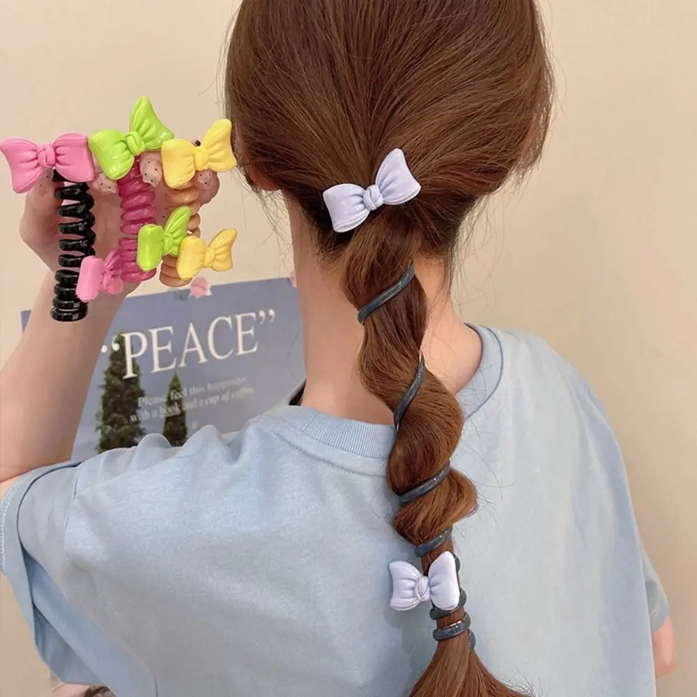 جديد البلاستيك القوس عقدة الشعر الدائري الراقية ذيل حصان فقاعة جديلة إكسسوارات الشعر لطيف رئيس حلية سلك الهاتف الشعر الدائري فتاة