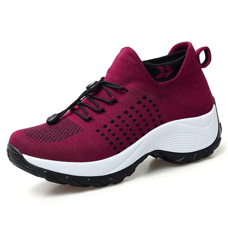 

2023 Hot Sales Women's Walking Shoes Fashion Sock Sneakers Breathe Comfortable Nursing Shoes Casual Platform Loafers Non-Slip