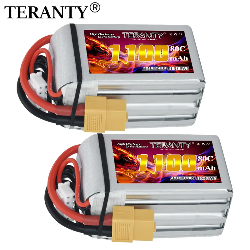 TERANTY 4S 1100mAh 80C/160C Lipo Battery For RC Helicopter Quadcopter FPV Racing Drone RC Parts 14.8V Rechargeable Battery