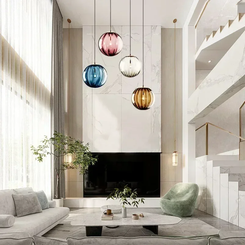 Imagem -02 - Modern Nordic Glass Ball Led Pendant Light Hanglamp para Quarto Sala de Jantar Bar Decor Luminária Suspensão Luminárias