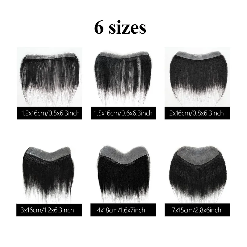 ผมแท้ 100% สำหรับผู้ชาย สี 1B  วัสดุ PU  แบบ V Loop  ท็อปเป้ผมหน้าผากธรรมชาติ  ระบบต่อผมชาย  แบบใส