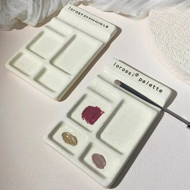 

New Ceramic Color Palette Place Pen Holder Portable Art Tools Outdoor Travel Water Color Painting Color Mixing Doodle Supplies