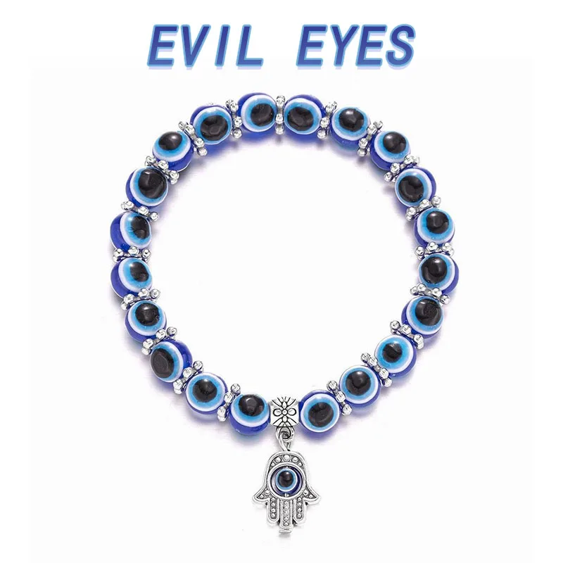 

Handmade Blue Eye Palm Butterfly Pendant Bracelet for Men And Women Turkish Lucky Evil Eye Jewelry Crystal Peace Gift
