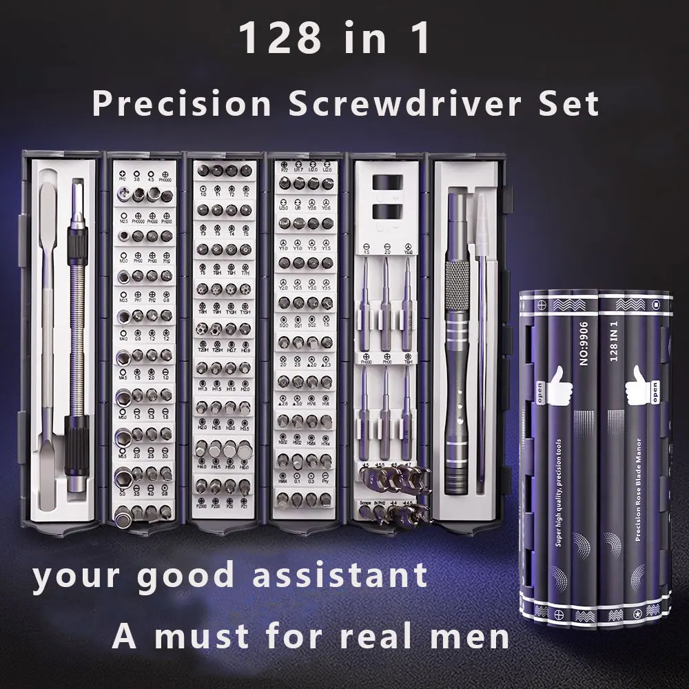 

128 in 1 Precision Screwdriver Set Magnetic Phillips Torx Hex Bits Professional Repair Hand Tool for PC iPhone reel Storage box