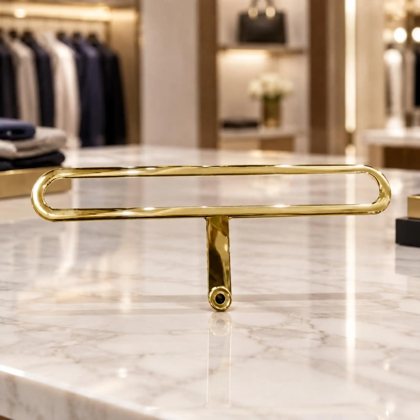 Stainless Steel Tie Rack Display Holder with Circular Mounting Hole for Boutique Suit Shop Organizer
