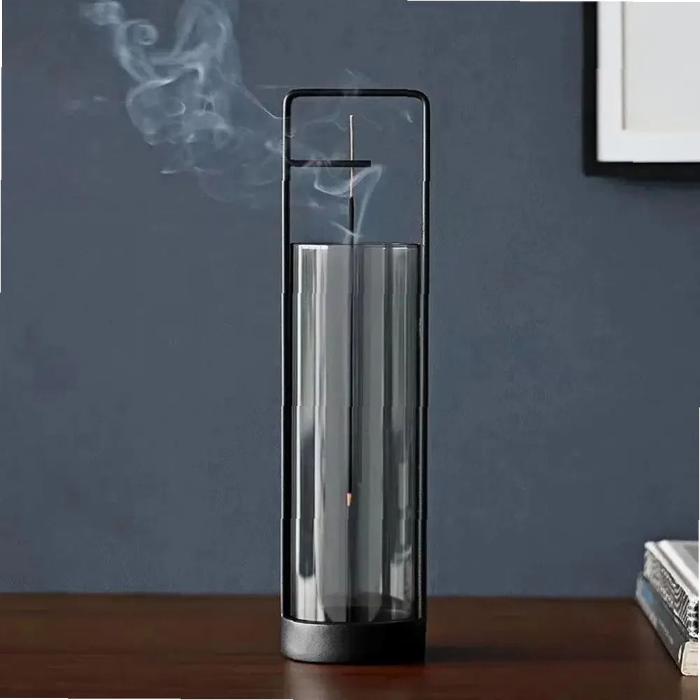 Creative Upside-down Incense Burner Stand with Glass Ash Catcher Backflow Incense Burner Detachable Rustproof