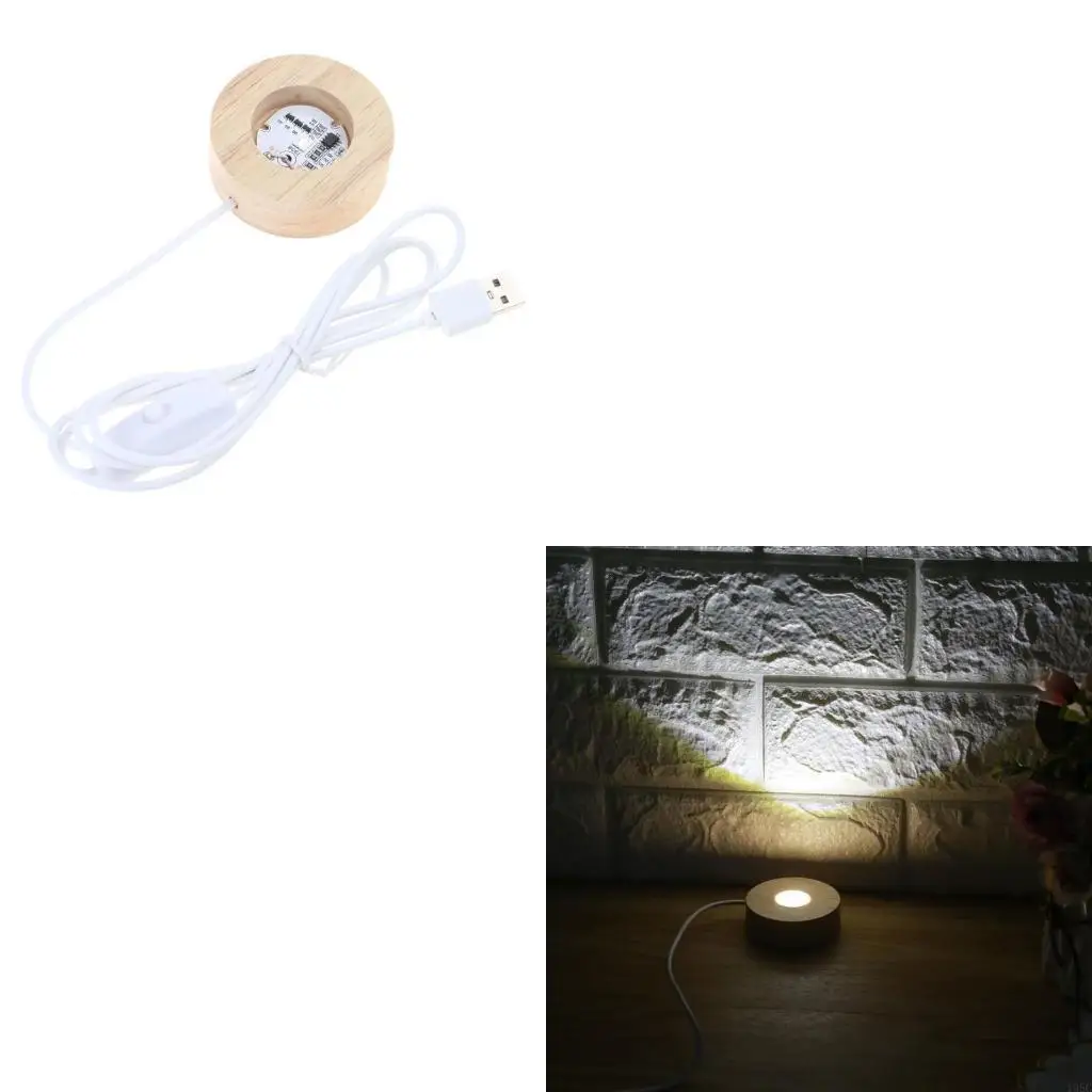 195C Resin Art Wooden Base for Creative Crafts Luminous Base Crystal Ball Led Luminous Base Customizati