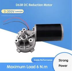 D63 Motore di decelerazione a direzione destra, motore CC di decelerazione con ingranaggio a vite senza fine, motore per cancello scorrevole per garage, porta per cancello scorrevole 12V/24V