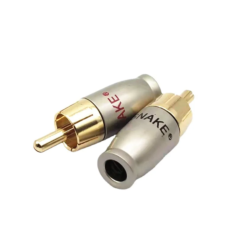 2 sztuk/partia RCA wtyk męski pozłacane złącze RCA Audio głośnik kabel wtyczka Adapter 5mm otwór