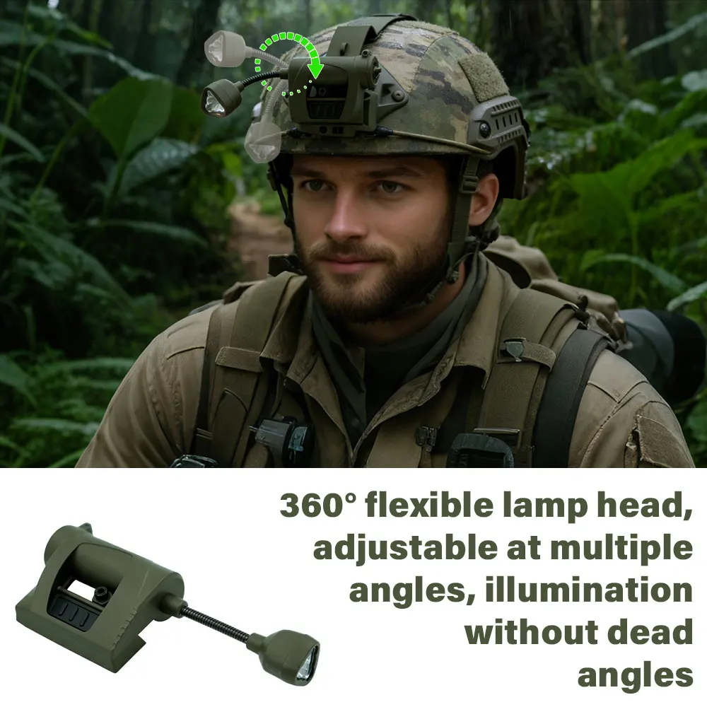 Tactical Helmet Flashlight 3 Modes Outdoor Red Green White Laser LED For Hunting Airsoft Military Cycling Night Head Light