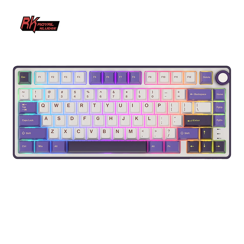 

RK R75 Royal Kludge Wired Mechanical Keyboard 80 Keys 80% Gasket RGB Backlit Hot-Swappable Gaming Keyboard With MDA PBT Keycaps