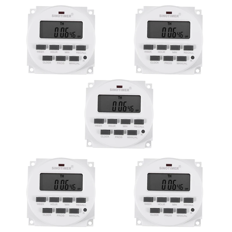 

Promotion! 5X Sinotimer Tm618h-2 220V Ac Digital Time Switch Output Voltage 220V 7 Day Weekly Programmable Timer Switch