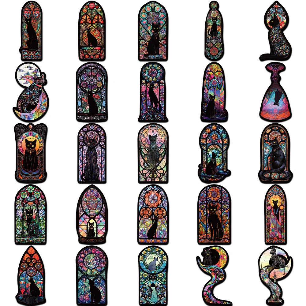 10/30/50pcs Art Black Cat Cartoon Stickers Gothic Graffiti Decal Bike Luggage Laptop Skateboard Animal Anime Sticker for Kid Toy