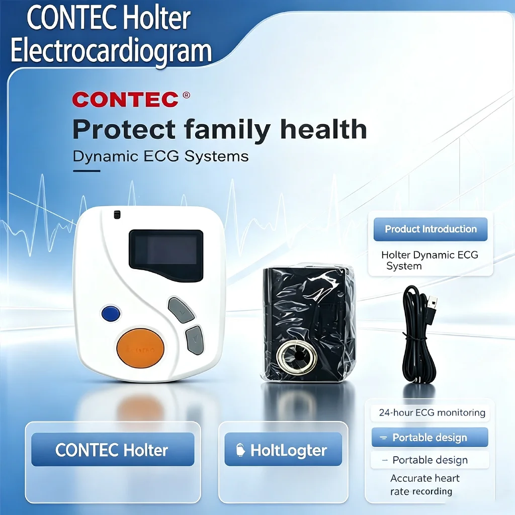 12‑Leads Dynamic ECG Holter Recorder CONTEC TLC6000, 48‑hours Recording Capacity, 2GB Storage Card Fitted, Specialized ECG Analy
