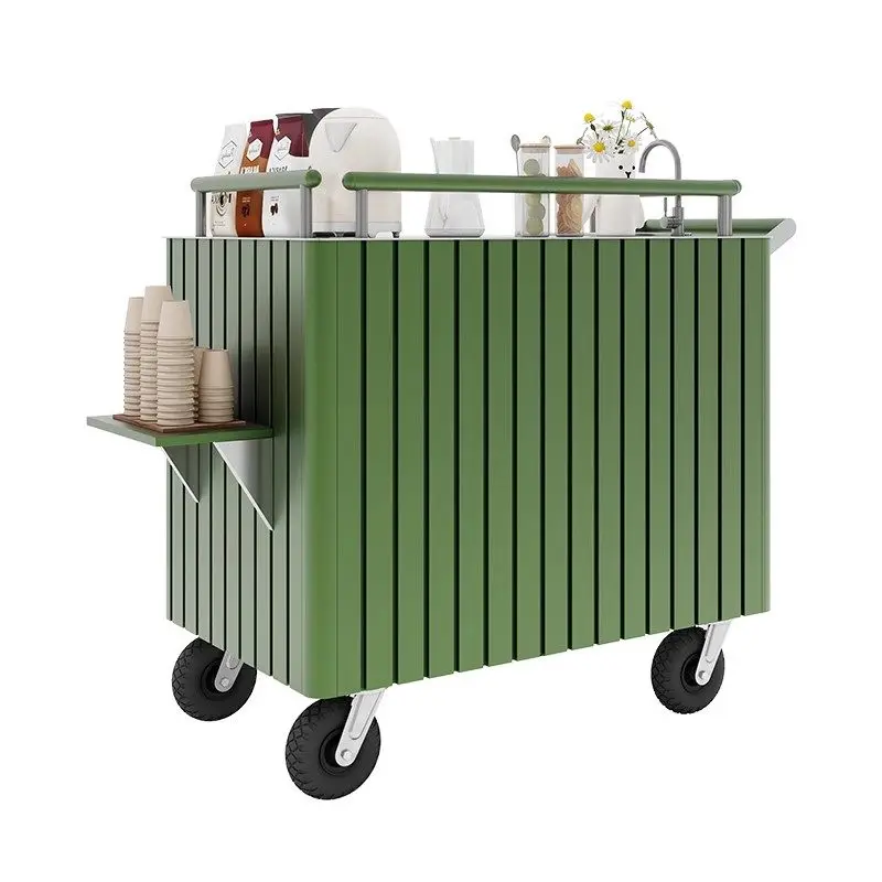 Commercial Internet celebrity outdoor mobile coffee trolley stainless steel paint stall entrepreneurial car coffee bar