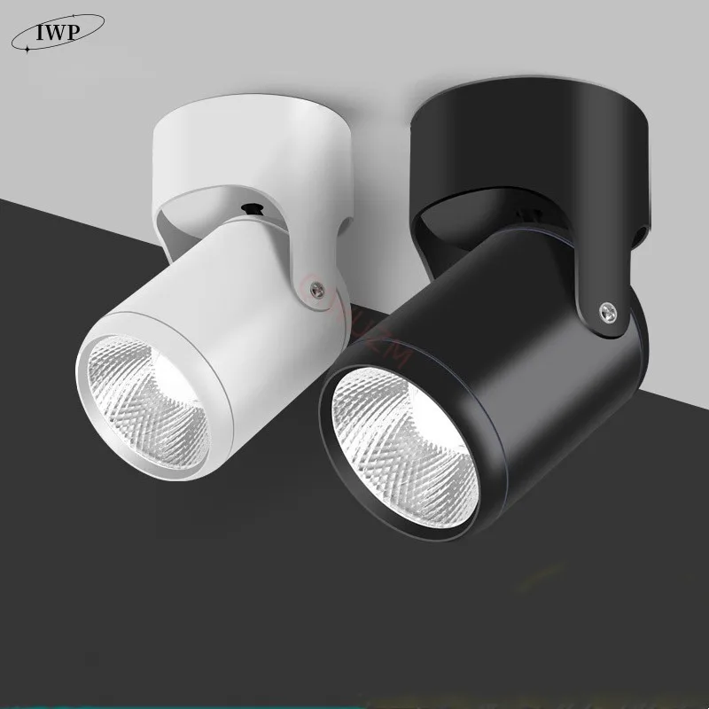 White Black Dimmable Rotating LED Downlights Surface Mounted Adjustment COB AC85-265V 7W 10W 12W 15W LED Ceiling Lamp Spot Light