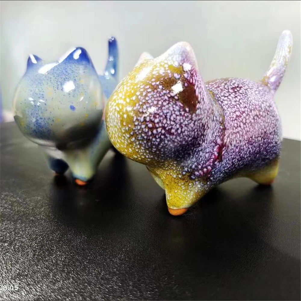 Surprise Porcelain Cat Tea Pet Figure Animal Figurines Sculpture China Ceramic Cat Statue Miniaturas Desktop Ornament Home Decor