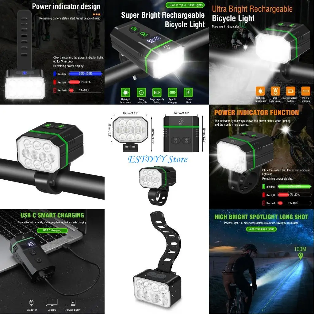 

G6DE Bright Bicycles Front Light Waterproof Bicycles Light Powerful Bicycles Front Headlight for Mountain Cycling