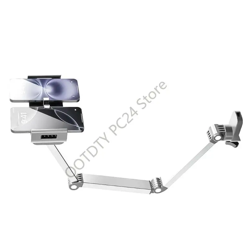 H7BA Easy Installs Adjustable Tablets Phone Holder Featuring 360 Rotatable Ball Head and Clamp Fixation for Quick Setups