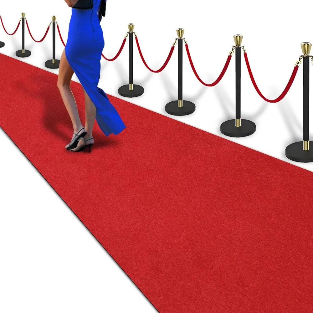 

PBHEPJ 3ft x 20ft Extra Thick Red Carpet Runner for Party, Non-Slip TPR Rubber Backed red Rug, Wedding and Events Decorations, R