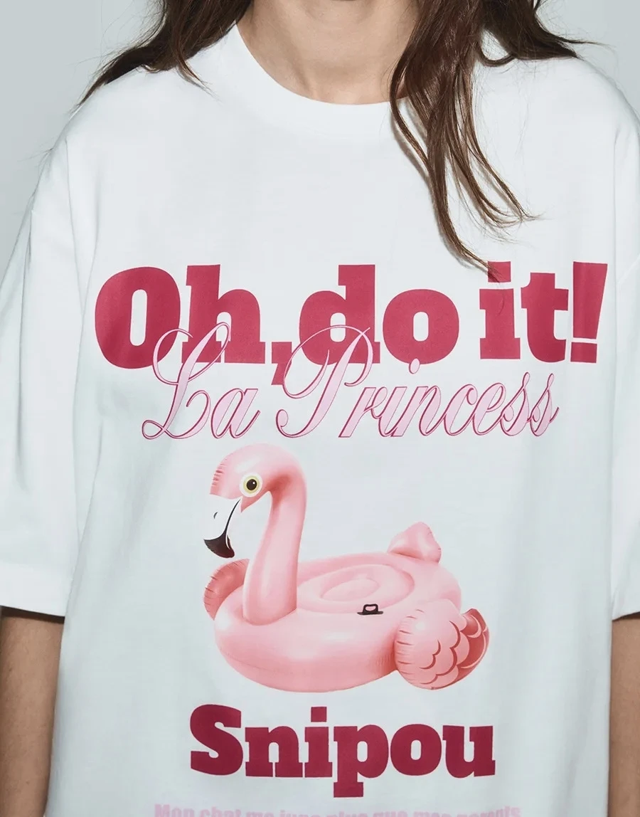 Casual Fashion Printed T-Shirt Women's Loose Fit Short Sleeve Cotton round Neck Sweat Absorbent Top Commute Style Summer