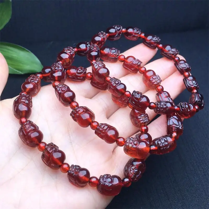 Natural Garnet Pixiu Bracelet Women Fashion Charm Crystal Healing Energy Gemstone Yoga Jewelry 1PCS 8-12MM