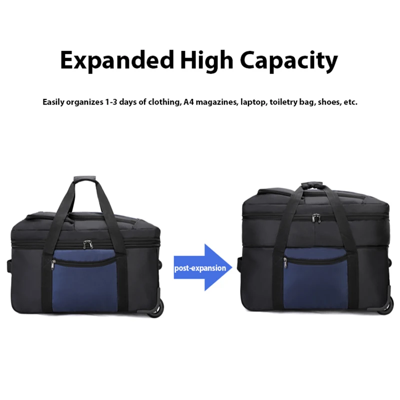 Large-capacity Travel bag Folding Water-repellent Wear-resistant Luggage Expandable Out-boarding Business Backpack With Lever