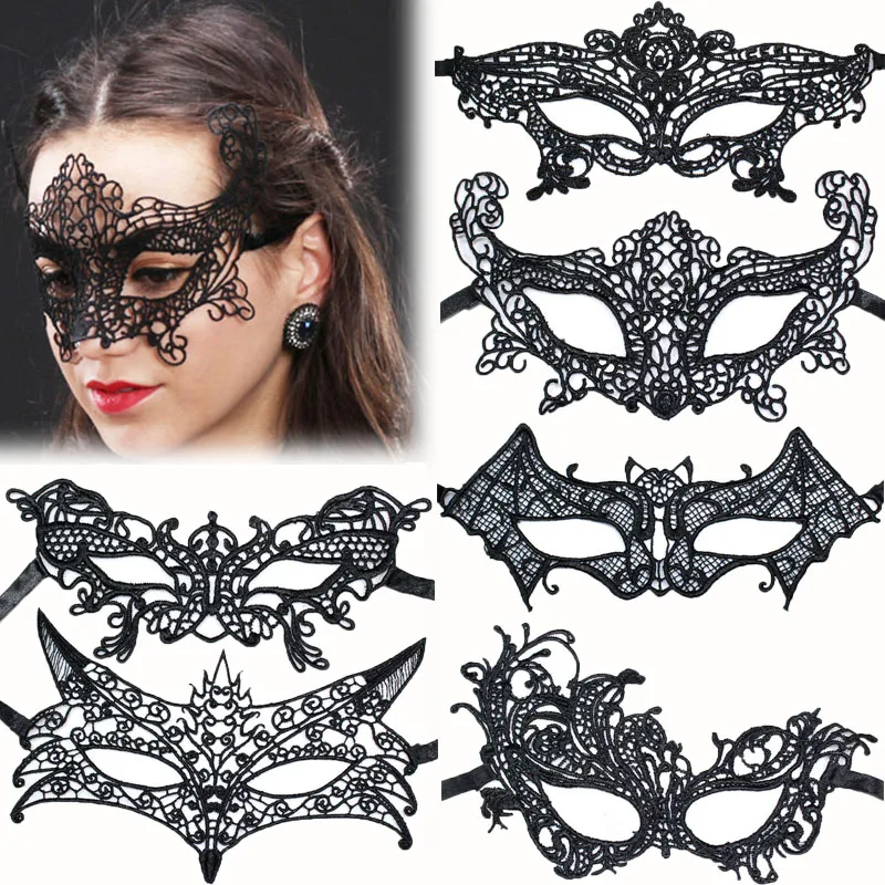 2024 Women Hollow Lace Masquerade Face Mask Sexy Cosplay Toy Costumes Women Lace Party Props Costume Nightclub Eye Mask