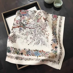 New Women's Scarf Bandana Headband Flowers Vintage Luxury Summer Beach Square Cotton Handkerchief Bohemia Girl Accessories 2023