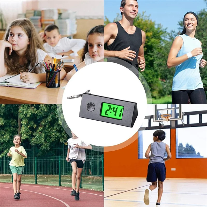 ABKQ-휴대용 키체인 디지털 시계 - 컴팩트한 5.6X2.1X2.3Cm, 방수, 야외 활동에 이상적, 읽기 쉬움