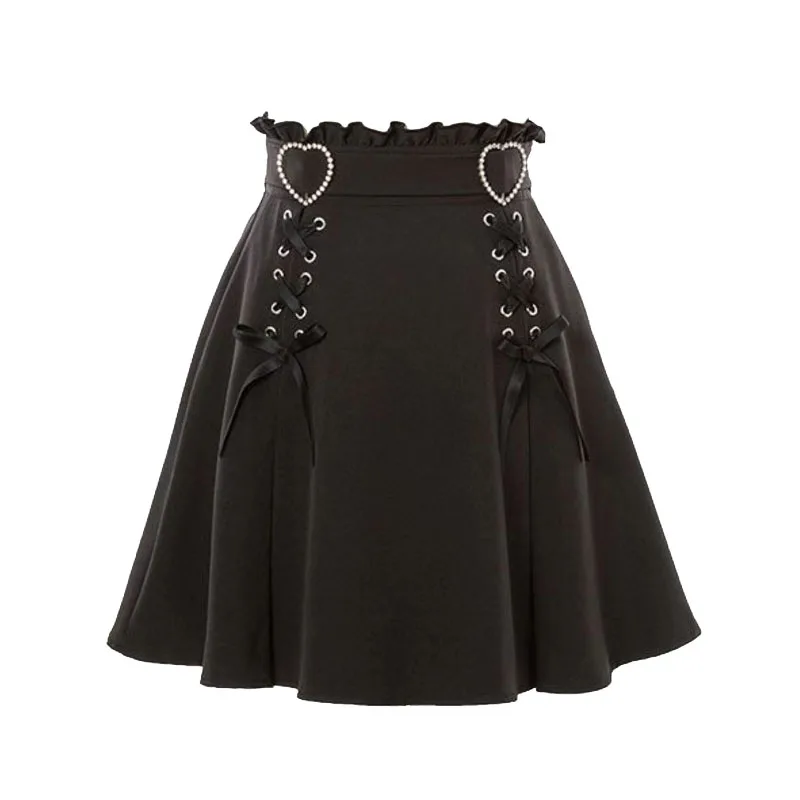 

New Y2k Aesthetic Harajuku Sweet Girl High Waist Mini Bandage Skirt Women Streetwear Gothic Jk Lolita Bow Short Skirt