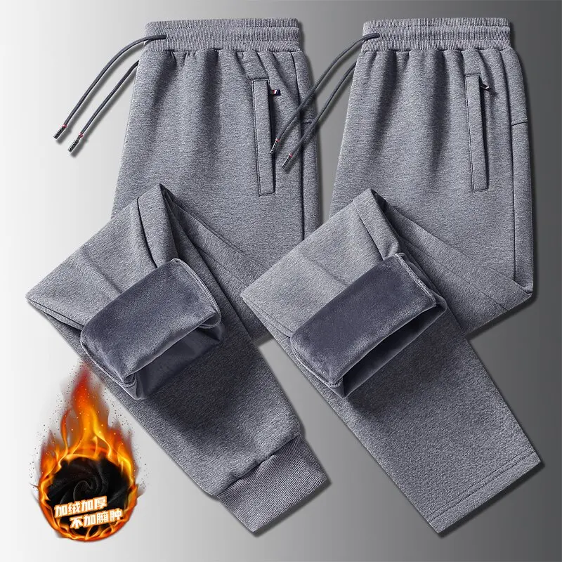 가을 겨울 신상 무지 두꺼운 따뜻한 레저 남성용 스웨트팬츠 루즈핏 스포츠 플러스 사이즈 고품질 바지