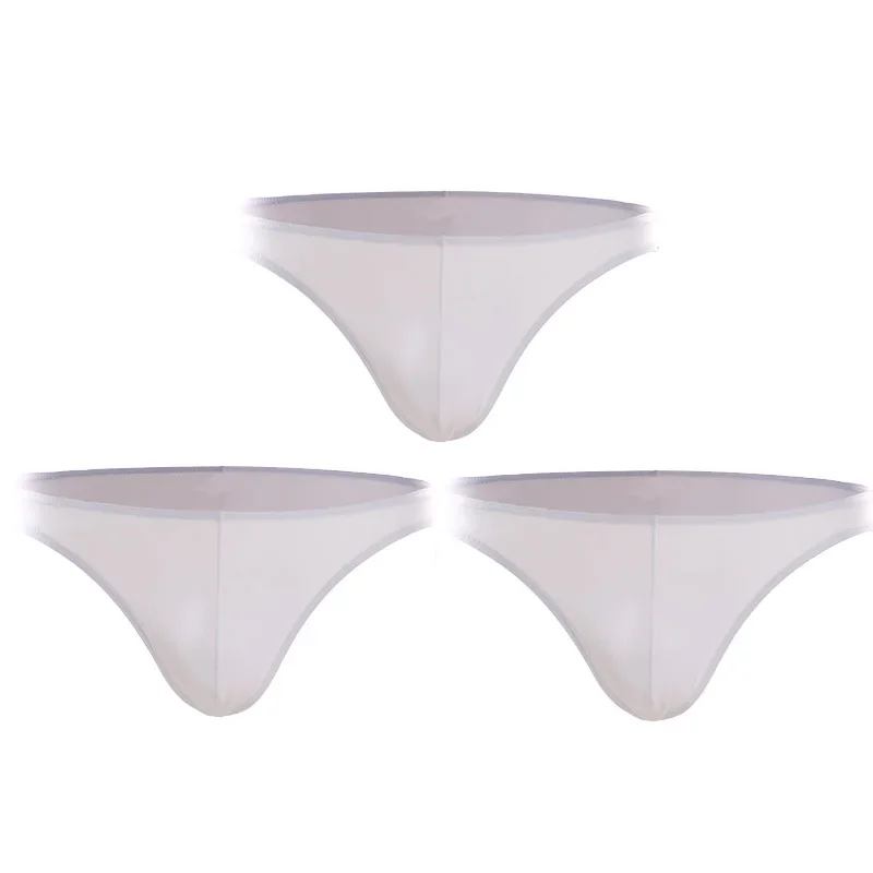 

3PC Summer narrow edge men sports breathable ice silk underwear thin sexy low waist tight seamless briefs