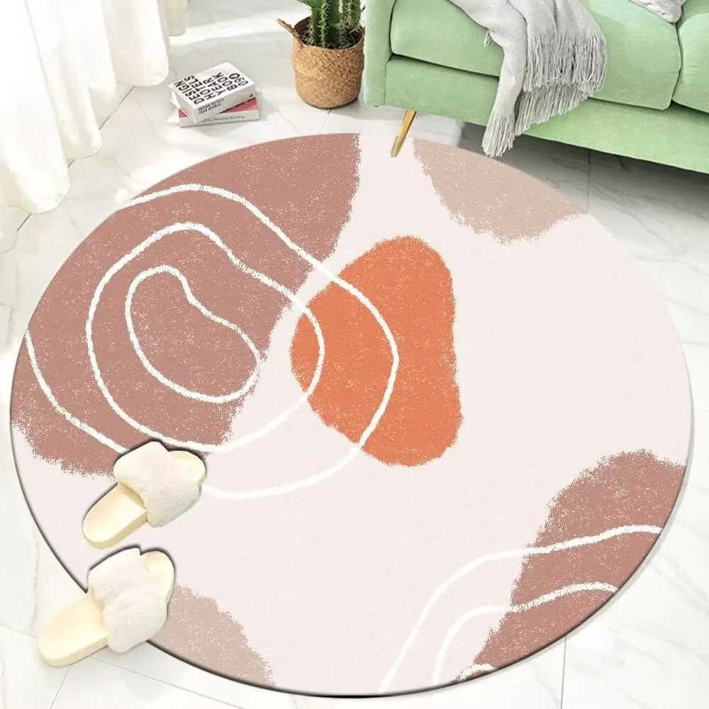 Ins Modern Style Cute Room Décor Round Carpet Large Rugs for Living Room Light Luxury Home Sofa Rug Non-slip Dresser Chair Mat