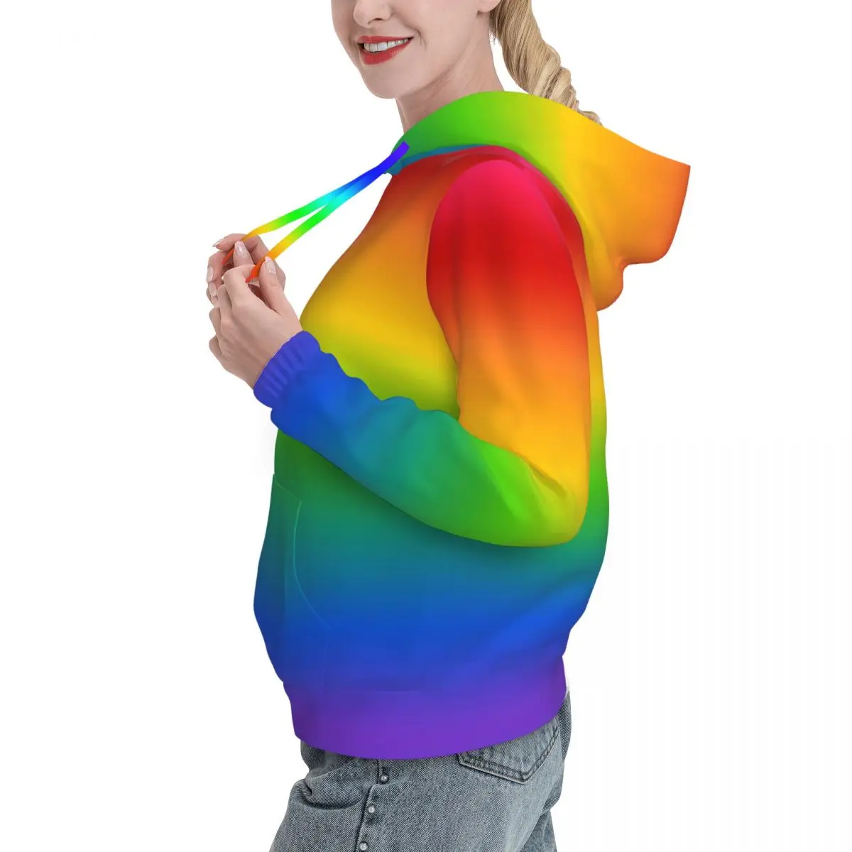 Ombre Gradient Casual Hoodies Rainbow Kawaii Sweatshirts Autumn Long Sleeve Outerwear Oversized Pullover Hoodie Birthday Present