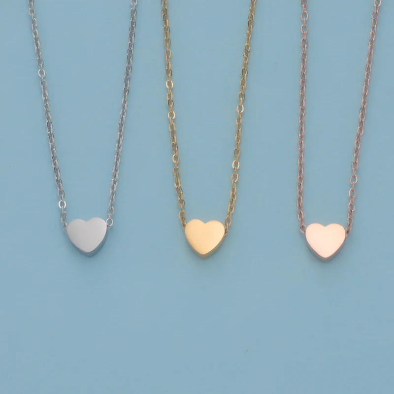 

Fnixtar Stainless Steel Mirror Polished Heart Chain Necklaces Love Heart Necklace Jewelry 40/45/50cm 10piece/lot