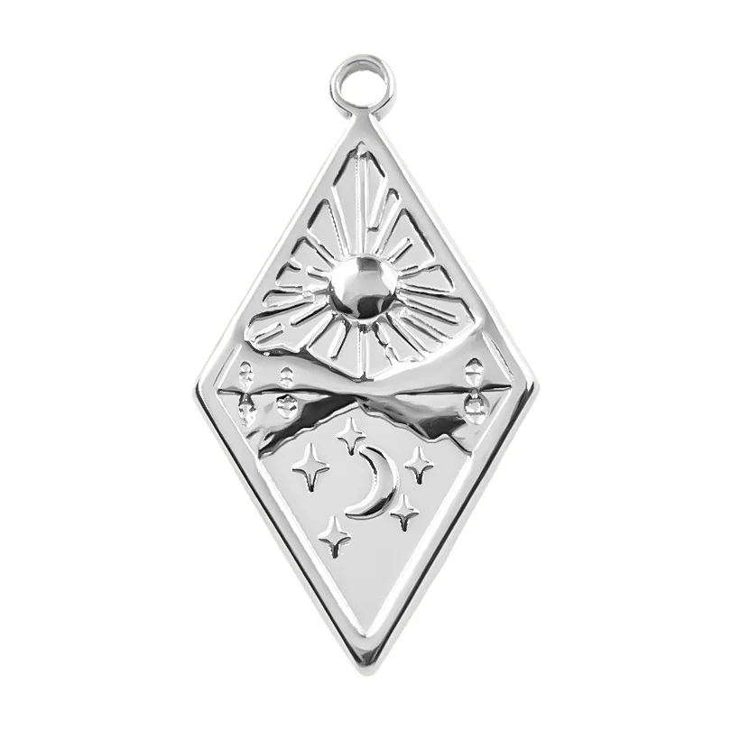 6pcs Silver Sun Charm Stainless Steel Jewelry Making