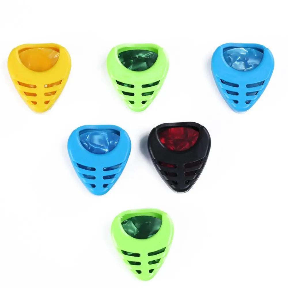 10PCS Random Color Guitar Plectrum Box Plastic Heart Shape Guitar Pick Holder Durable Adhesive Guitar Pick Box Electric Guitar