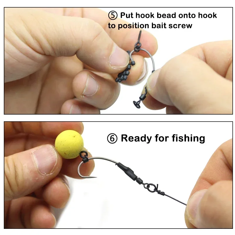 Carp Fishing Accessories Kit Anti Tangle Sleeve Hook Stop Beads Bait Screw Rig Kicker Swivel for Spinner Rig Material Equipment