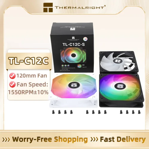 Thermalright TL-C12C ventilador de refrigeración de PC 120mm 5V 3PIN ARGB ventilador de cubierta de computadora 4 pines PWM 1550RPM velocidad ajustable 12cm ventilador enfriador de CPU