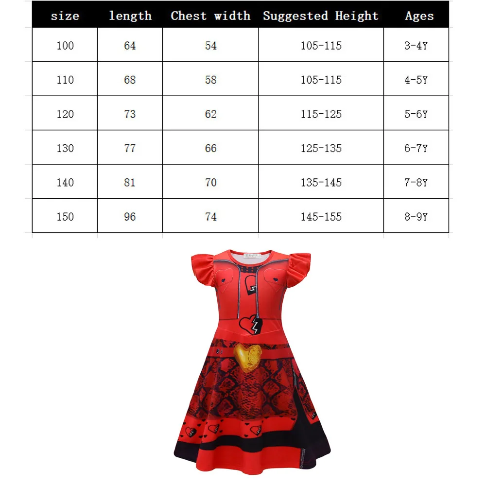 Kids D-discendantsing 4 Costume Girls Cosplay Rise of Red Character Costumes Halloween Carnival Birthday Party Gift for Children