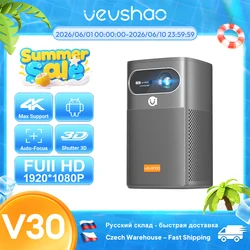 VEVSHAO V30 400ANSI DLP Projector Android 9.0 TOF Focus 3D Dual-band WiFi Bluetooth 5.0 15000mAh Battery Home Theater