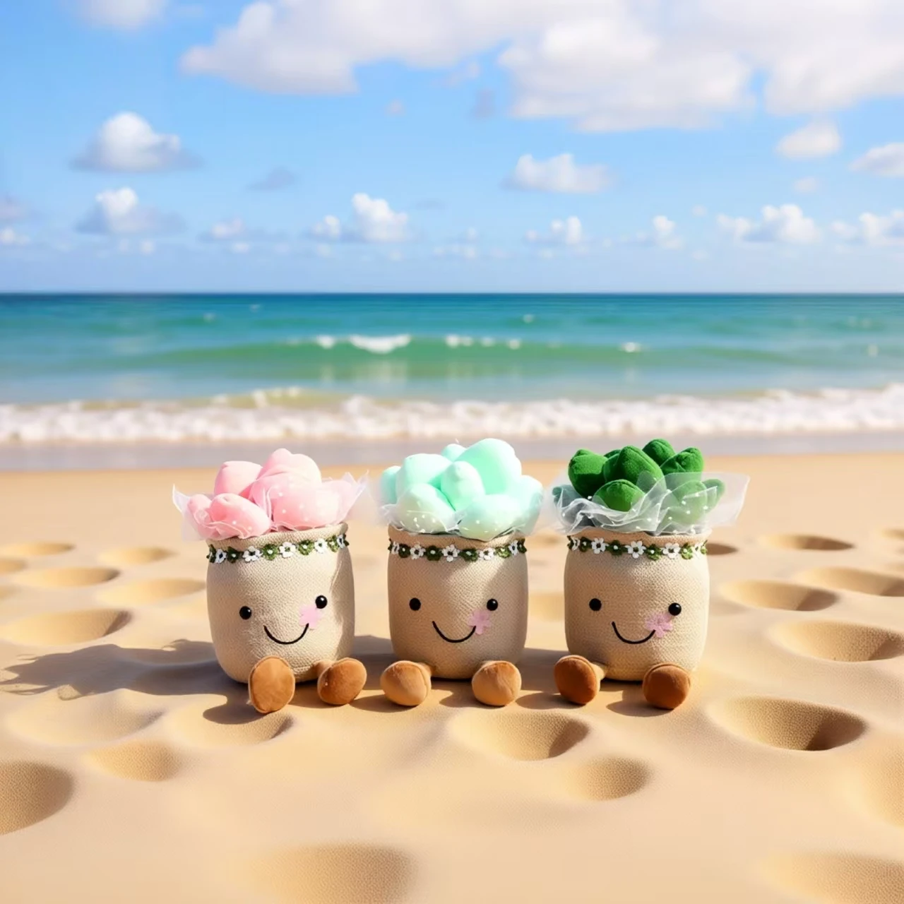 دمية قطيفة عصارية لطيفة مقلدة بتصميم جديد، لعبة محشوة نباتية رائعة بوعاء، وسادة باقة زهور ناعمة منفوشة محمولة باليد #2