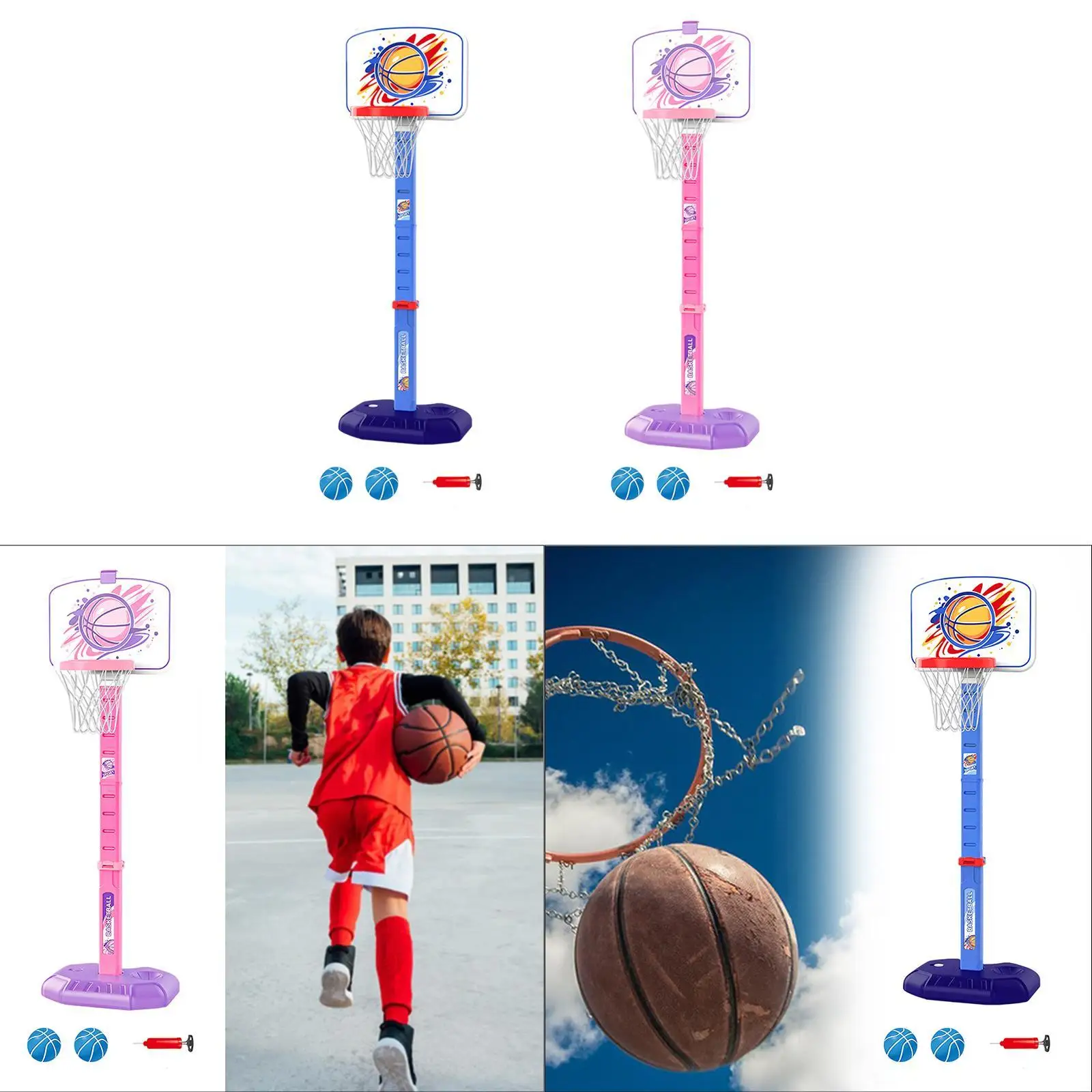 

Kids Basketball Hoop and Ball Set Interaction Game Toys for Boys Girls Family Gifts with Air Pump for Outside Sports