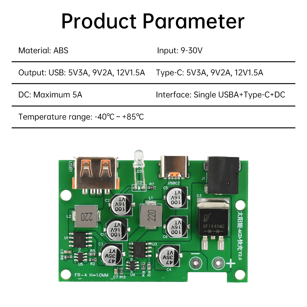 Solar Controller Solar Panel Voltage Stabilizer Inverter QC2.0 3.0 PD2.0 3.0 Quick Charge and DC Output for DIY Charger