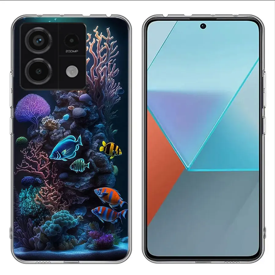 Coral Reefs and Their Small Fish Clear Phone Case For Xiaomi Redmi 12 12C 10 10A 10C 9 9A 9C 9T Note 13 12 Pro + 12S TPU 8 8A 7